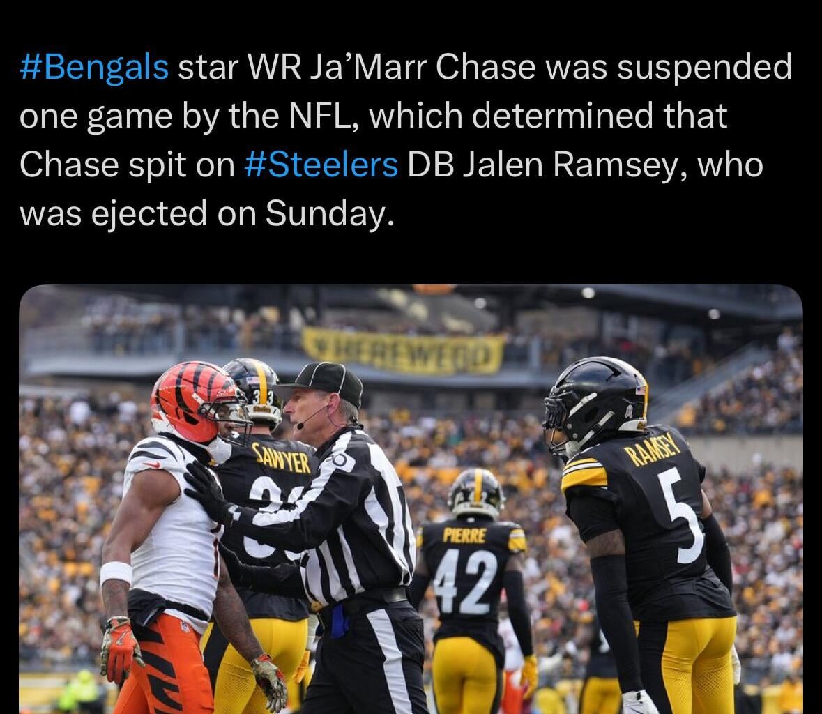Ja’Marr Chase is suspended for this week’s game vs New England