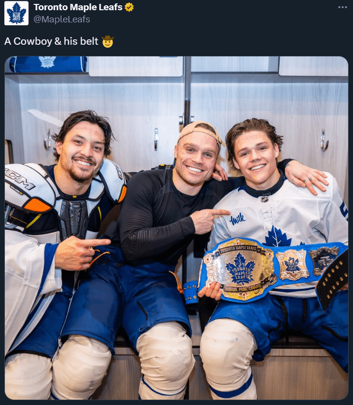"A Cowboy & his belt 🤠" Cowan Celebrates His First NHL Goal With His Second Belt