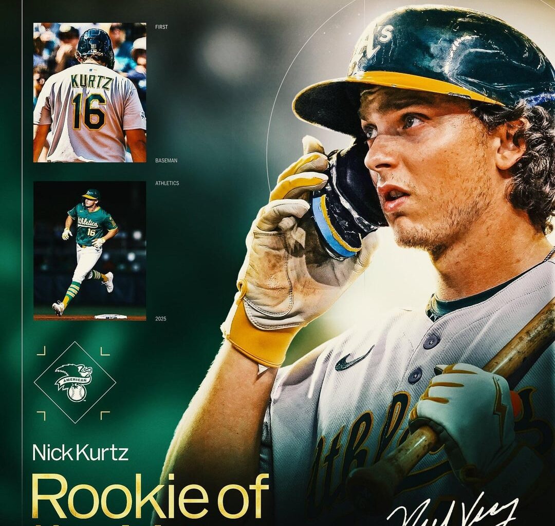 Nick Kurtz is your 2025 American League Jackie Robinson Rookie of the Year! It's a UNANIMOUS victory for Nick Kurtz!