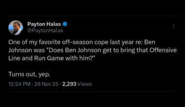 [Payton Halas] One of my favorite off-season cope last year re: Ben Johnson was "Does Ben Johnson get to bring that Offensive Line and Run Game with him?" Turns out, yep.
