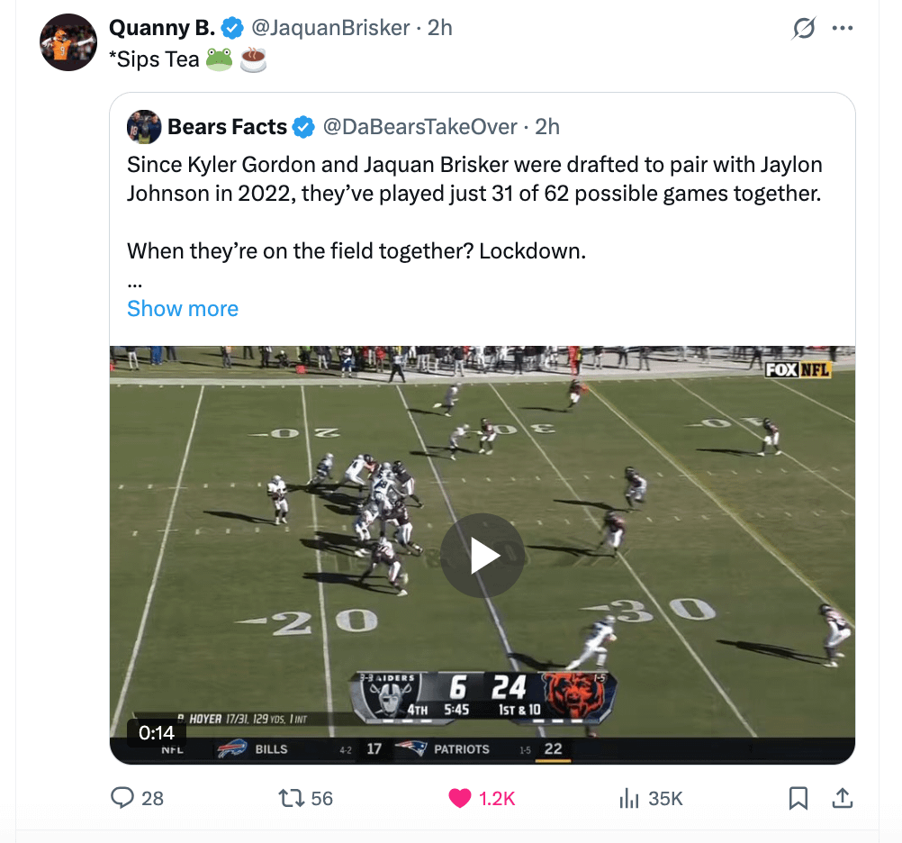 Brisker strongly hints that Jaylon and Kyler are playing Friday
