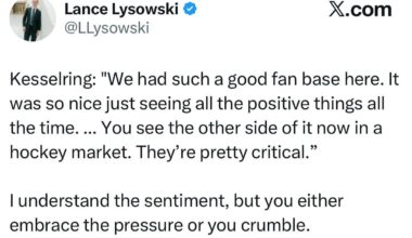 Kesselring: "We had such a good fan base here [Utah]. It was so nice just seeing all the positive things all the time. ... You see the other side of it now in a hockey market. They’re pretty critical.”