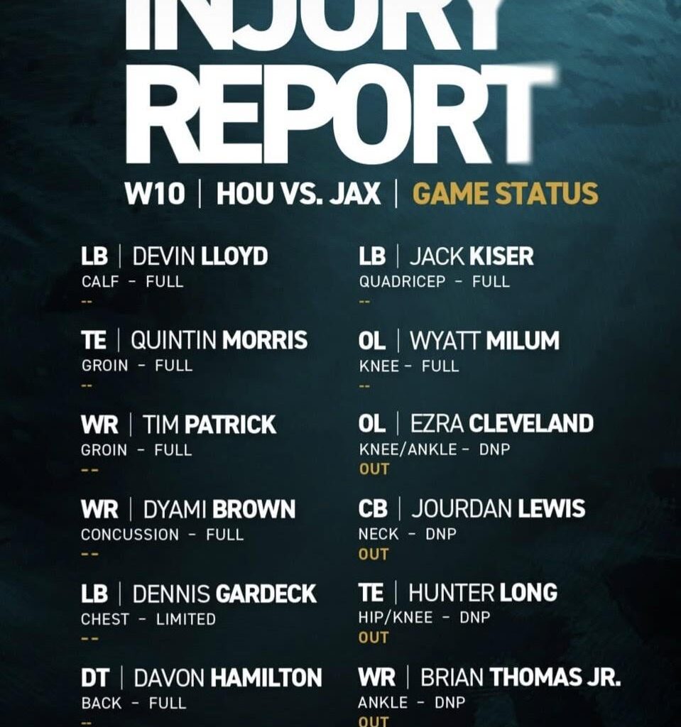 Cleveland, Lewis, and Long out Sunday in addition to BTJ