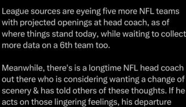 [Anderson] There is a longtime NFL head coach out there who is considering wanting a change of scenery & has told others of these thoughts. If he acts on those lingering feelings, his departure would clearly add to the list of vacancies.