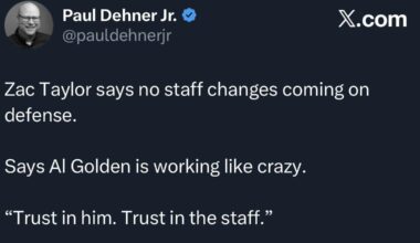 Dehner: Taylor says no changes for Defensive staff