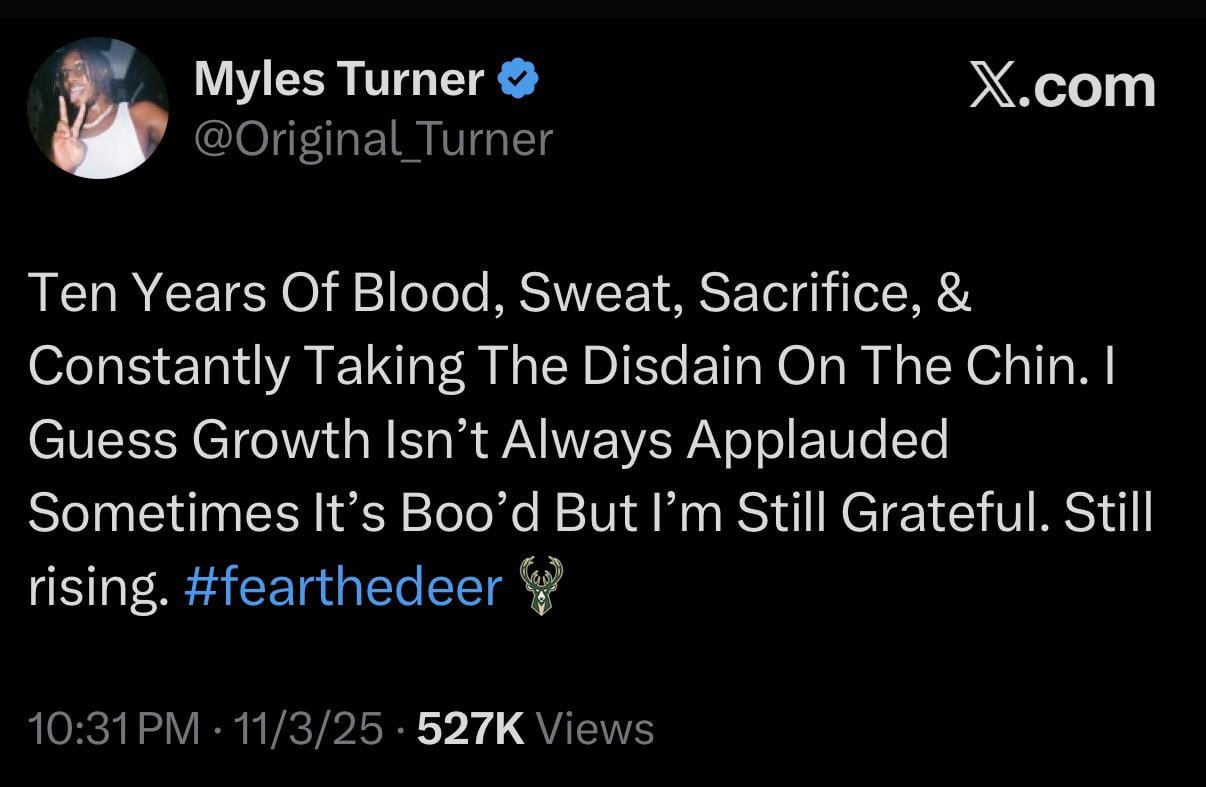 Myles Turner tweet about the booing