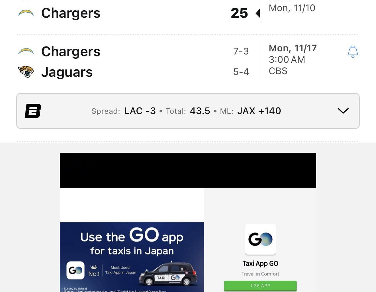 Chargers game at 3am in Tokyo, Japan