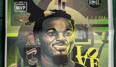 [NFLPA] Nakobe Dean is our Week 9 #CommunityMVP 🙌 The @Eagles linebacker hosted a Community Giveback Doubleheader that supplied 100 free dental cleanings, 1,000 winter coats, 600 meals, 300 health screenings & 200 haircuts for students and families