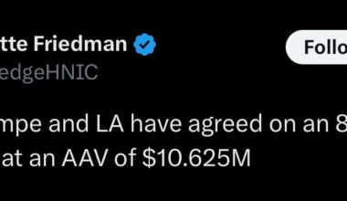 [Elliotte Friedman] Adrian Kempe and LA have agreed on an 8 year extension at an AAV of $10.625M