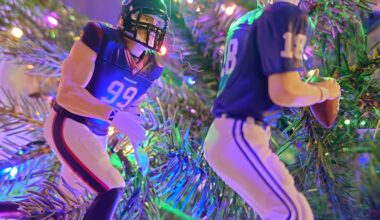 Every year my JJ ornament tackles one of the NFL player ornaments my wife collects. Figured Colts Payton Manning would be most appropriate this year.