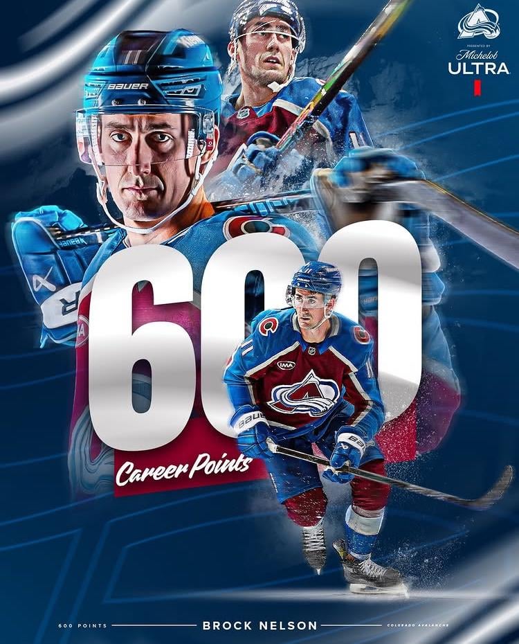 Congrats to Brock Nelson on 600 points. Heard his first one was recorded in black and white video, out on the pond!