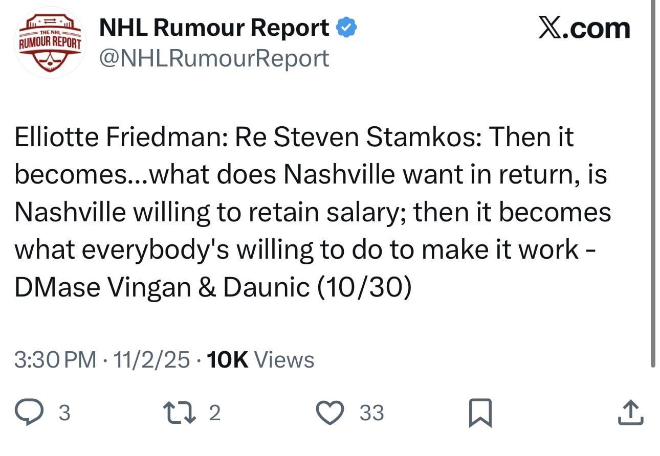 lots of noise around stamkos the last few days