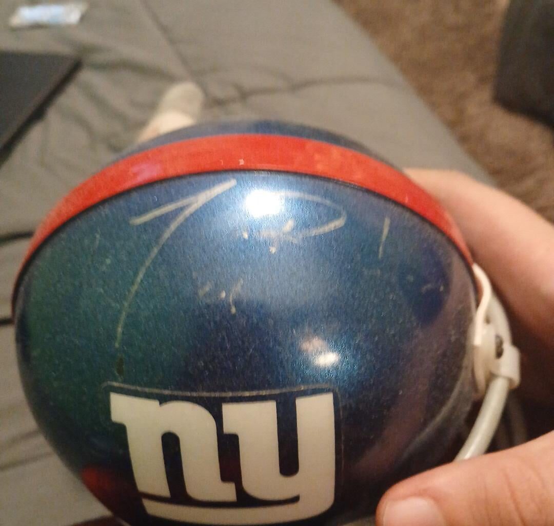 Tiki Barber Singed Helmet