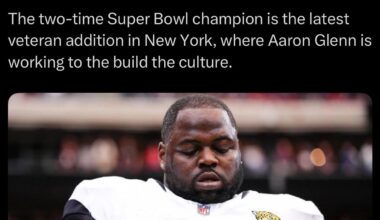 [Peliserro] Veteran DT Khalen Saunders is expected to sign with the Jets, per sources. The two-time Super Bowl champion is the latest veteran addition in New York, where Aaron Glenn is working to the build the culture.