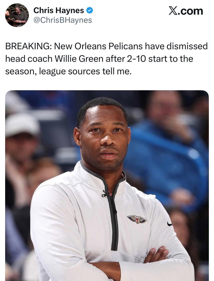 After coaching his team to a loss against the Lakers, the the Pelicans have dismissed head coach Willie Green