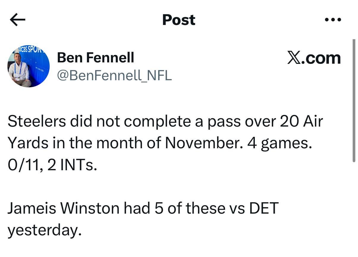 Steelers have had an electric offense in November. Hopefully they end the month strong vs. Buffalo