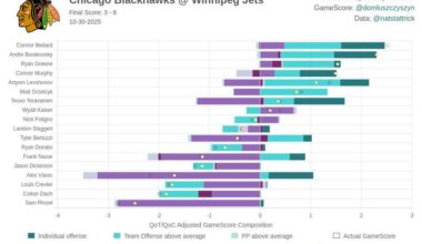 Hockey Stat Card for 10/30/25 Game vs. Winnipeg Jets