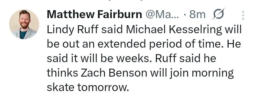 Kesselring out for an extended period of time