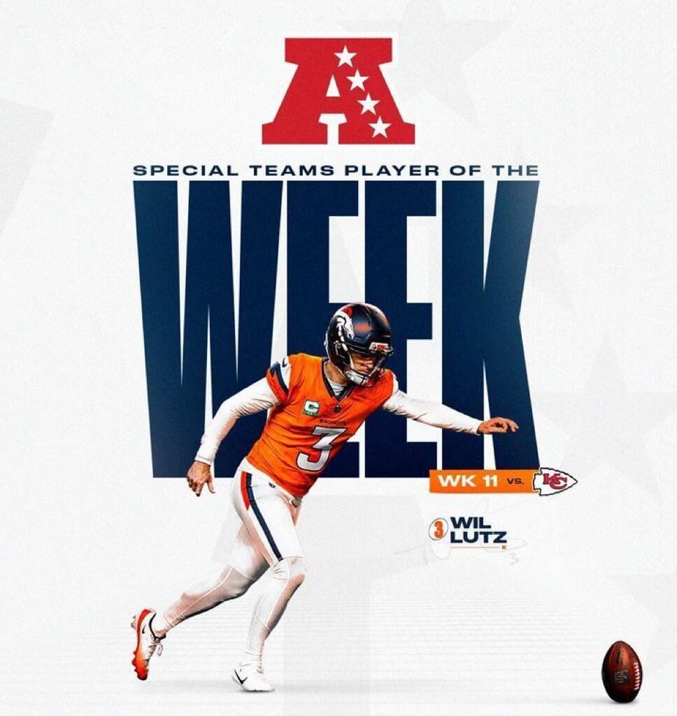 Wil Lutz is your AFC Special Teams Player of the Week