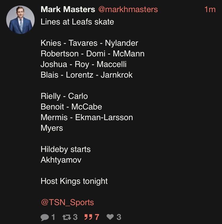 [Masters] Lines at Leafs skate