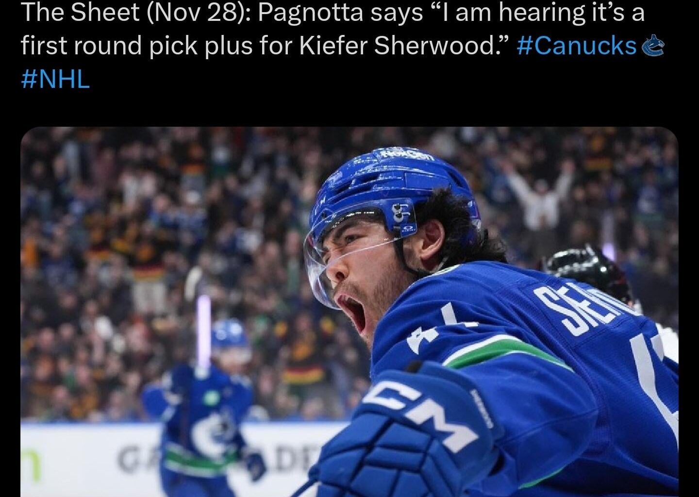 Asking price for Sherwood is a 1st and a prospect (Pagnotta) [The Sheet]