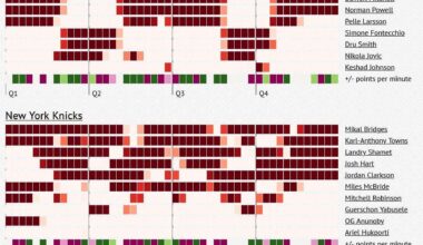 its interesting to look at these charts.. without OG and Brunson it effects the rotations and minutes significantly.. just look at the amount of white on the heat compared to how stifling our chart looks. Knicks still got the W.