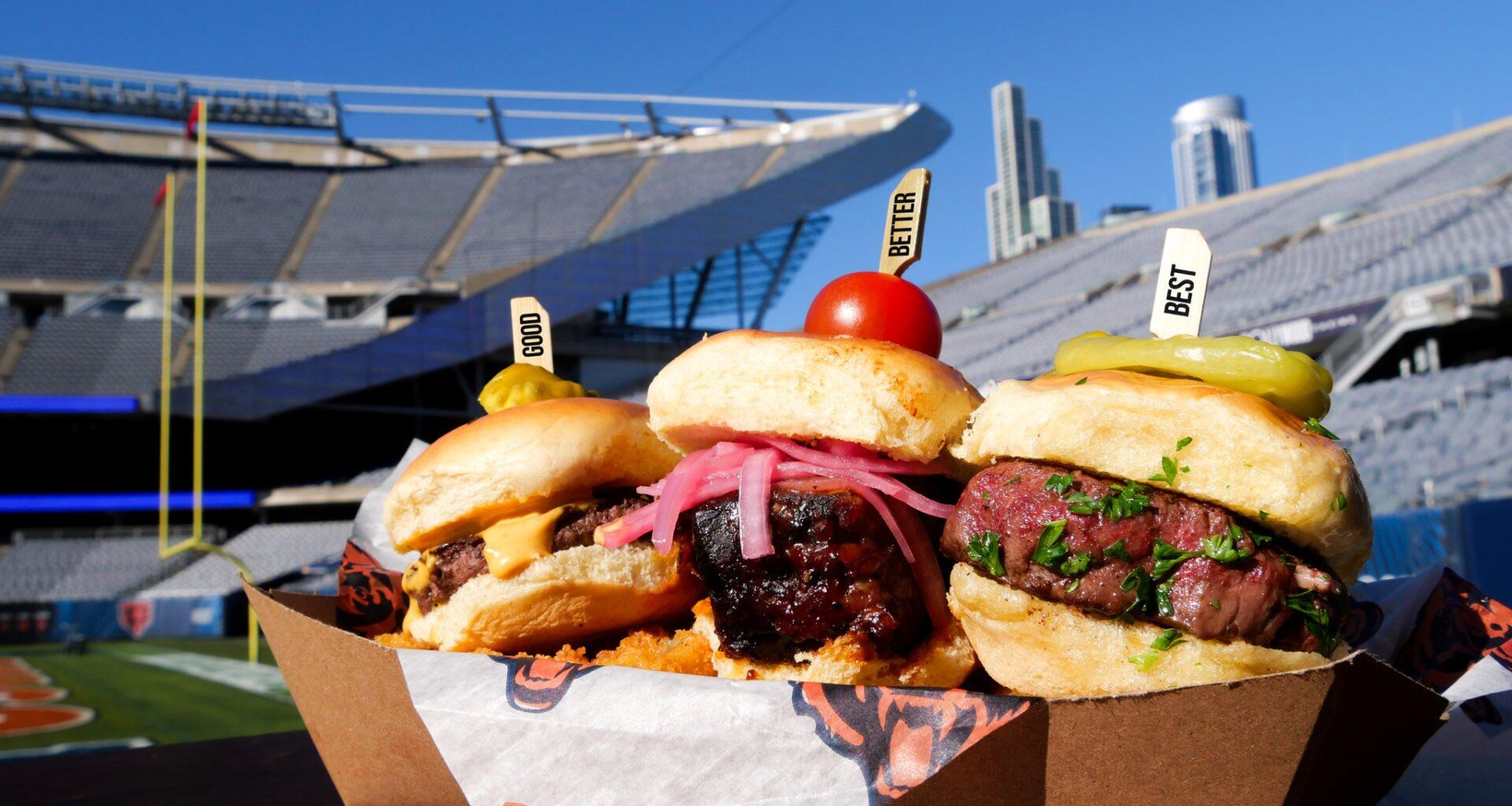 New concession item at Soldier Field: the "Good. Better. Best. Slider Trio"