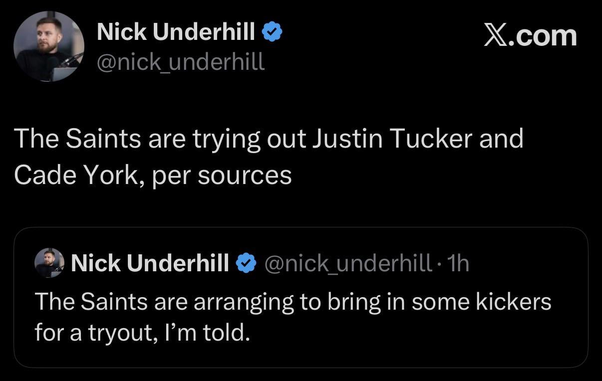 Blake Grupe is so bad that the Saints are bringing in the Deshaun Watson of kickers!!!