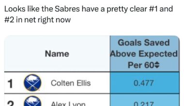 [Sabremetrix] Looks like the Sabres have a pretty clear #1 and #2 in net right now