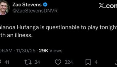 [Stevens] Talanoa Hufanga is questionable to play tonight with an illness.