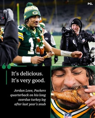 Pookie's getting a turkey leg after beating the Lions