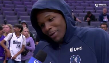 Ant on giving away his jersey to fans: "It means a lot because I used to be at the game when KD came to play Atlanta for OKC and I used to hope I could get a jersey but I was always in the nosebleeds…."