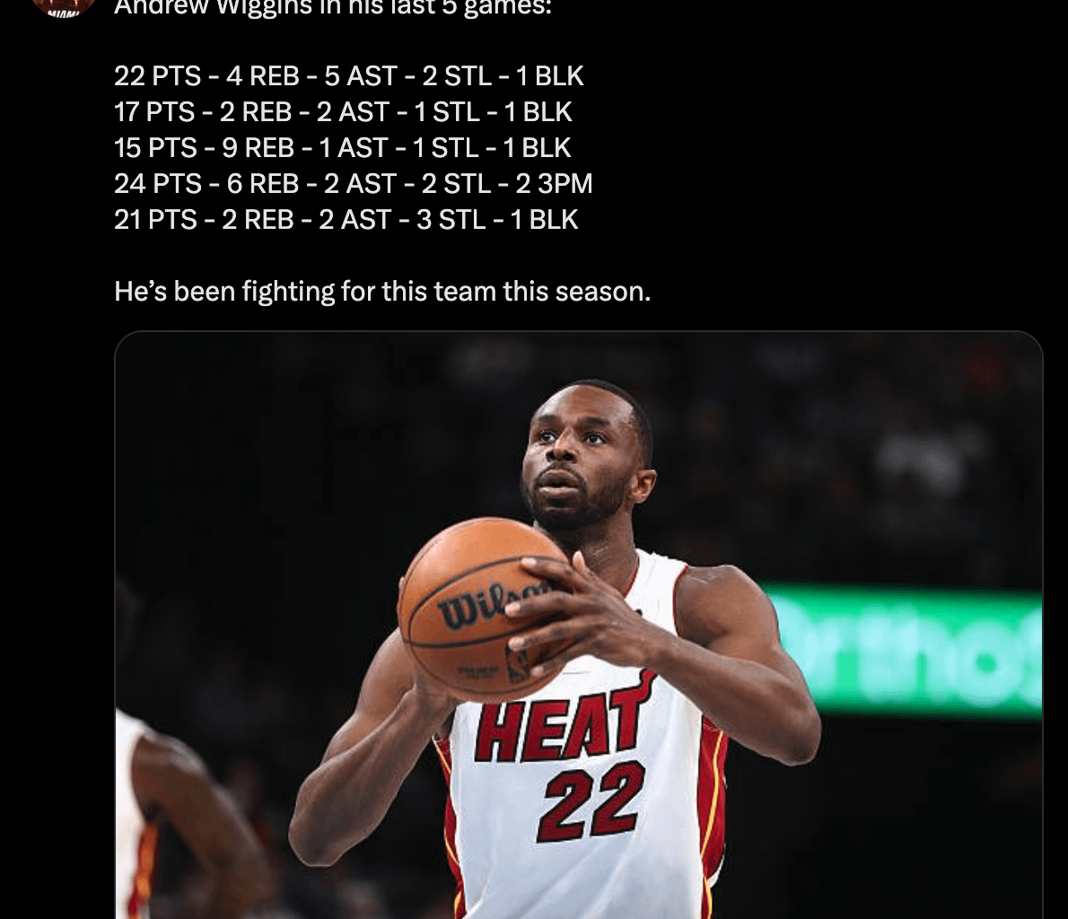 Major Props to Wiggs. He’s been fighting for this team this season.