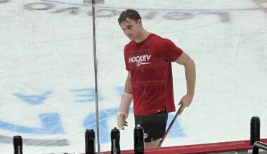 Legault is already back on the ice doing left hand stick handling.