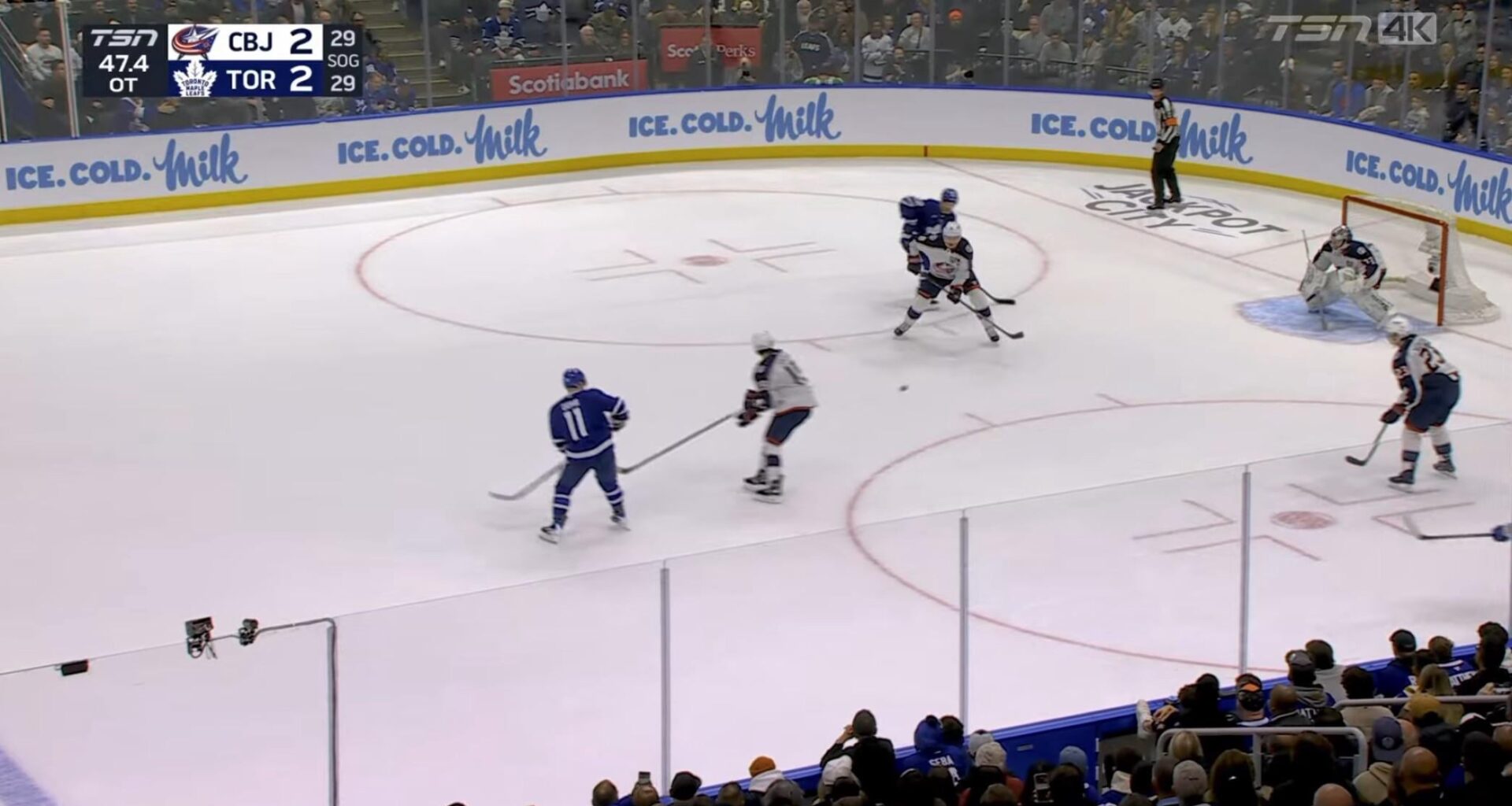 Domi costing  the leafs the game once again.