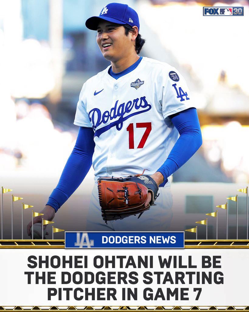 Shohei Ohtani will start Game 7 for the Dodgers, the team announced.