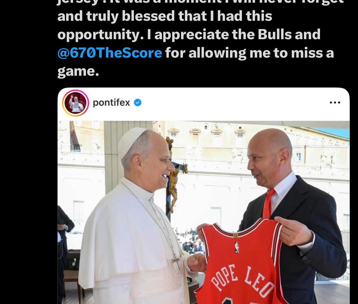 Da Pope definitely pulling strings with the Big Guy for us.