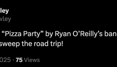 [Rowley] Team blaring song “Pizza Party” by Ryan O’Reilly’s band Mac N Cheese after 
Preds sweep the road trip!