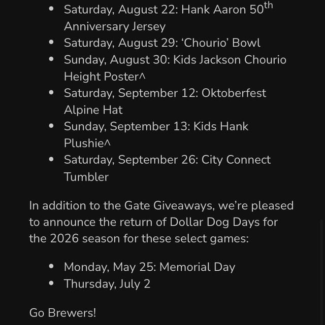 2026 promotional schedule is out