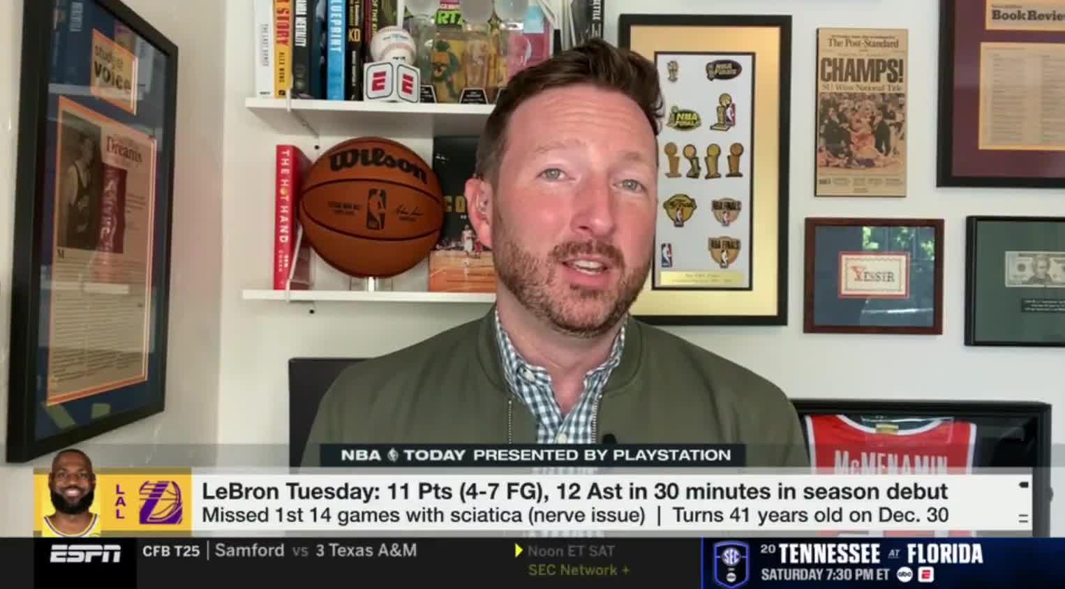 McMenamin: "LeBron can only miss 3 more games until the end of the regular season to be eligible for All-NBA. He's been All-NBA for 21 years straight. The source I spoke to today said he'd rather Lebron skip back-to-backs, but we'll see how that aligns with his plans to be eligible for All-NBA"