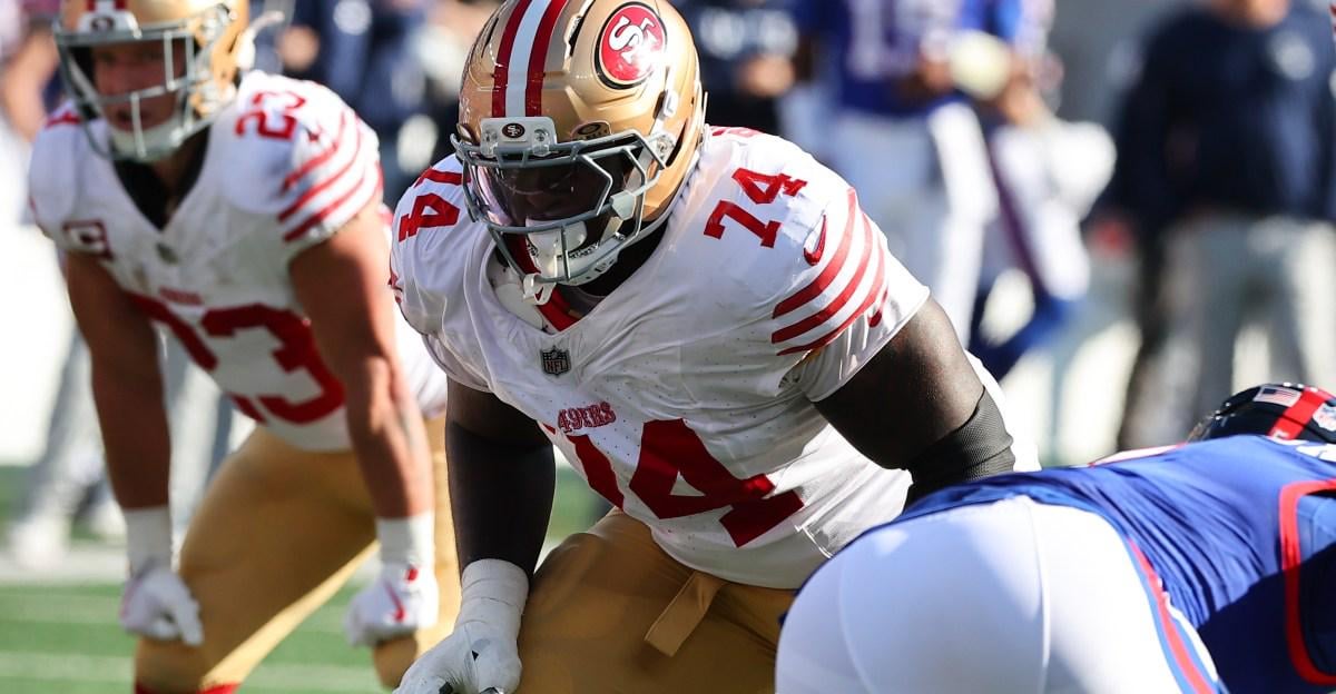 Who should start at left guard for the 49ers?