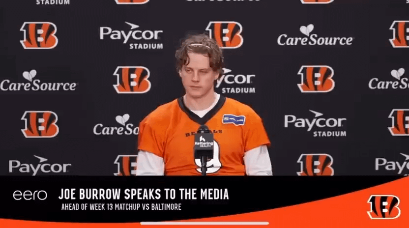 [Highlight] Joe Burrow on playing on Thanksgiving:

“You grow up going through Thanksgiving — you have your meals, and you sit on the couch ... watch the Lions vs. somebody, watch Matthew Stafford throw 300–400 yards with Calvin Johnson, and probably lose the game.”