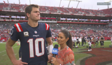 [LosTalksPats] Patriots QB Drake Maye on receiving MVP chants in Tampa Bay:

“They may be for Baker. Baker played his butt off. Big fan of Baker’s game, and they’re a good football team.”