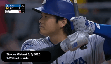 The five most extreme balls swung at for hits in the 2025 season - most inside, most outside, lowest, highest, and overall worst