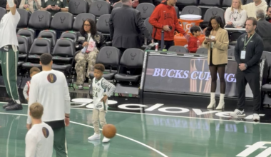 Giannis warming up with his kids!