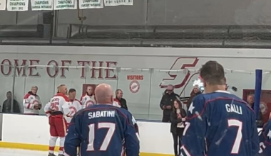Vladdie doing the ceremonial puck drop