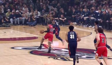 [Highlight] De'Andre Hunter welcomes Okoro back to Cleveland with a chase-down block