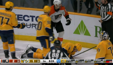 Hathaway drives his elbow into Skjei's neck