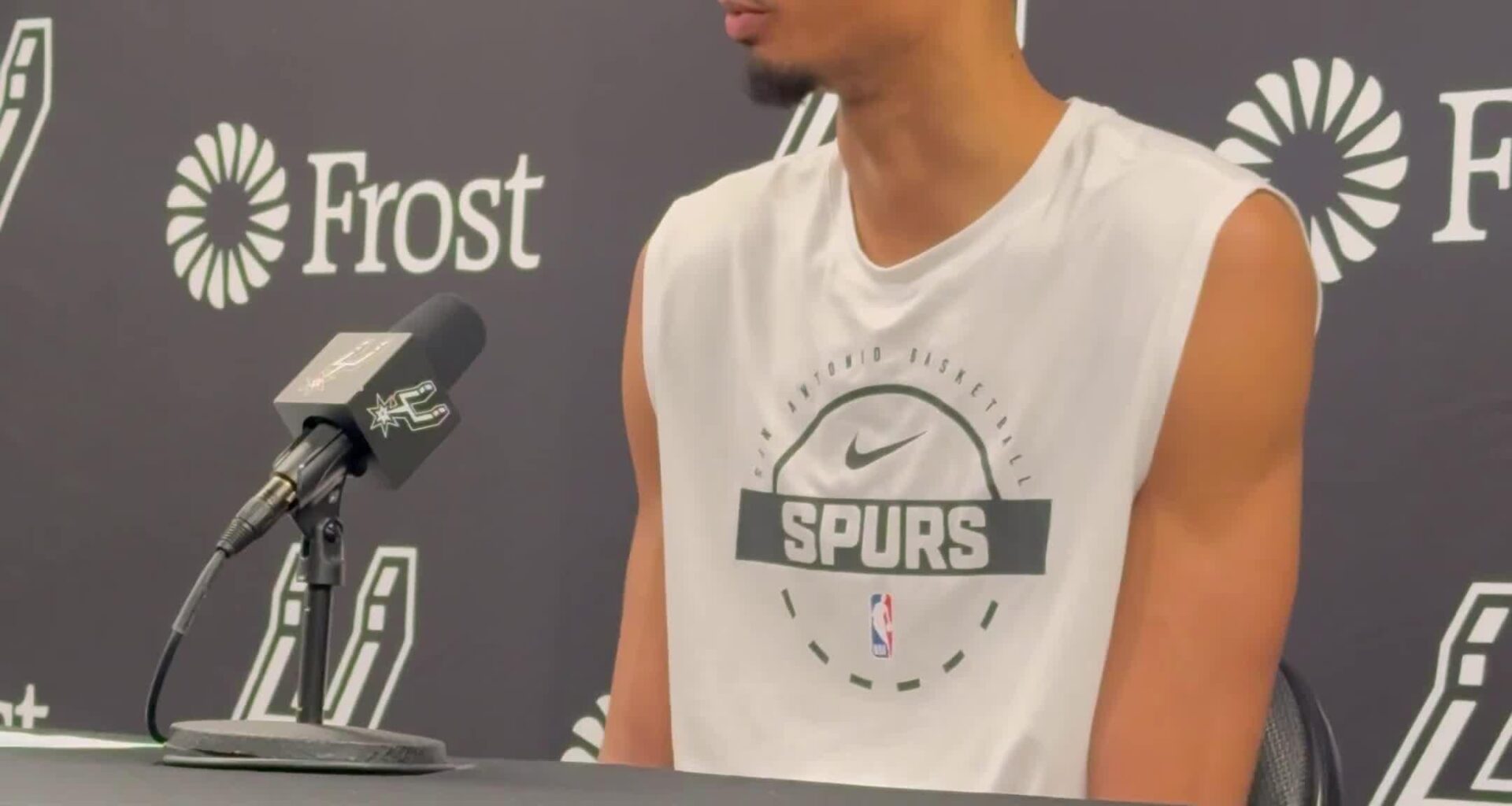 Spurs Victor Wembanyama on showing emotion vs. Draymond Green:

“Wasn’t trying to prove anything to anybody…when someone speaks to you a certain way, you respond a certain way…”

On if he enjoyed the moment:

“I’m not enjoying the moment right now.”