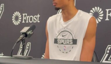Spurs Victor Wembanyama on showing emotion vs. Draymond Green:

“Wasn’t trying to prove anything to anybody…when someone speaks to you a certain way, you respond a certain way…”

On if he enjoyed the moment:

“I’m not enjoying the moment right now.”
